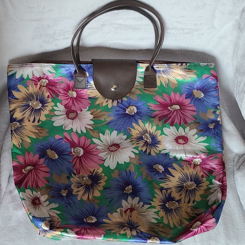 Vinyl Floral Travel Bag